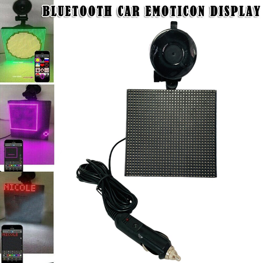 Fuld farve trådløs bluetooth app kontrol bil smiley ansigt førte bil skilt led butik tegn køretøj rgb emoticon display