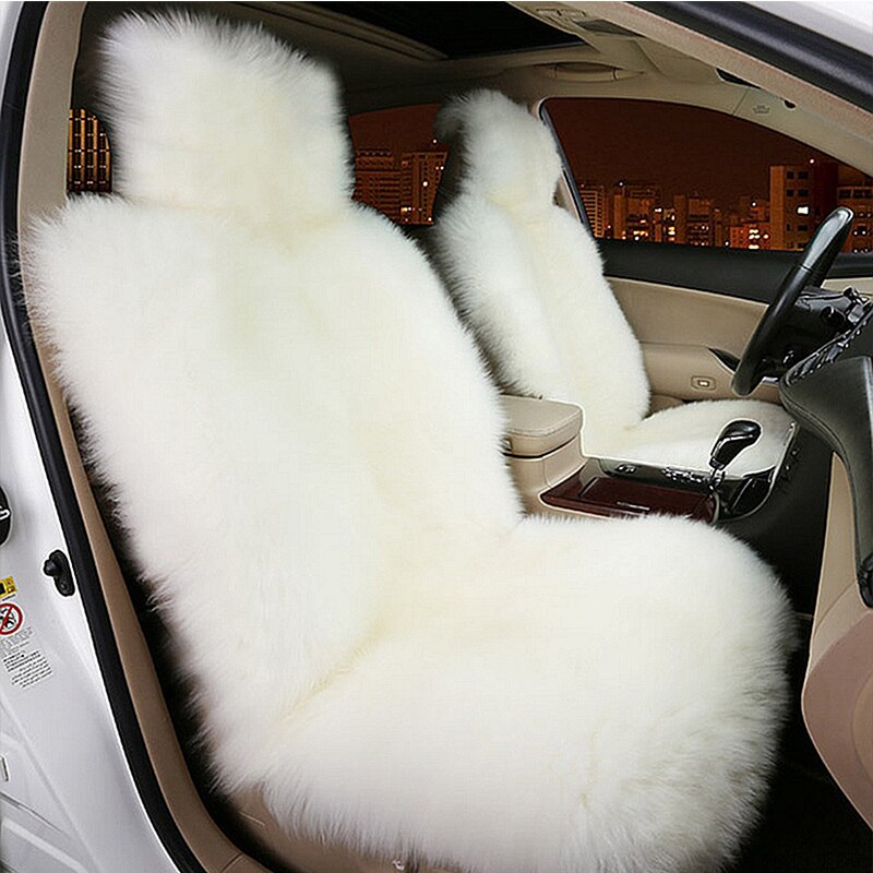 Auto Bekleding Faux Fur Front Auto Zetels Protector Kussen Winter Universele Pluche Covers Past Meest Auto, Vrachtwagen, suv, Of Van: White front 1 pc