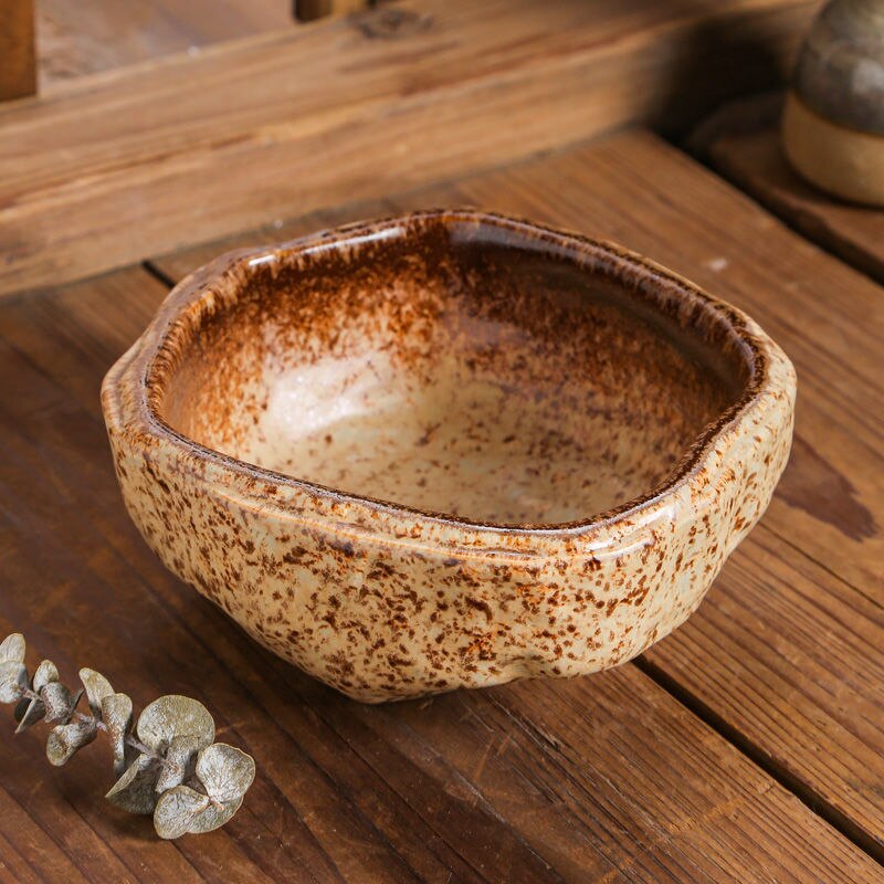 Japanese Stone Pattern Odd Bowl Fruit Salad Bowls Ceramic Bowl Restaurant Snack Bowl Vegetable Tableware Bowl: A
