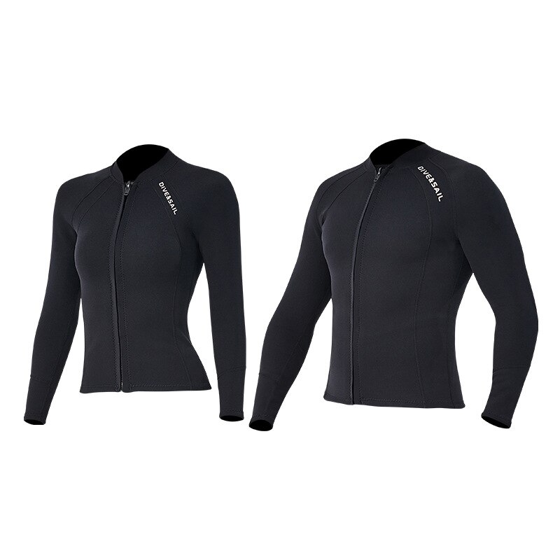 Wetsuit Top Men Women 2mm Long Sleeve Neoprene Wetsuits Jacket Front Zipper Diving Suit for Snorkeling Diving Surfing Kayaking