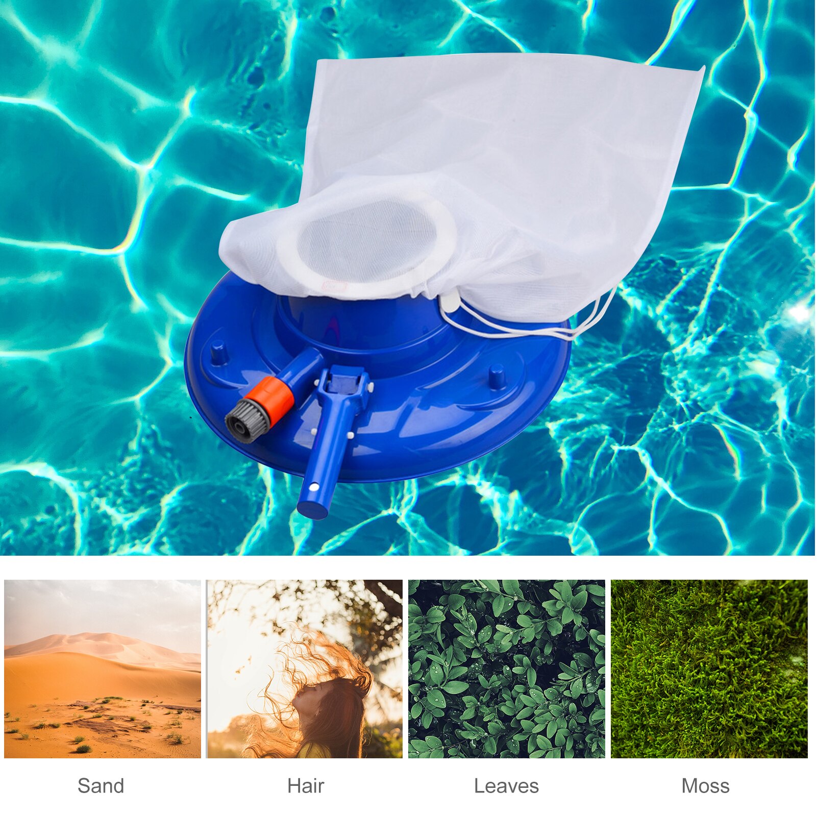 Swimming Pool Vacuum Head with Drawstring Bag Pool Flexible Cleaning Brush Swimming Pool Leaf Vacuum Pool Surface Cleaning Tools