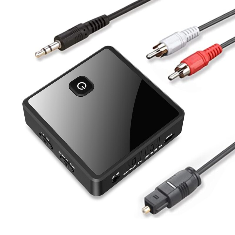 2 IN 1 Bluetooth Audio Receiver Bluetooth Transmitter Support Fiber Optic Interface And 3.5mm AUX Interface For TV Speaker: Default Title