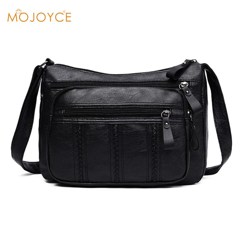 Sac à bandoulière femme décontracté sauvage noir sac à bandoulière femmes sacs femmes en cuir couleur Pure multi-poche sac à main à bandoulière