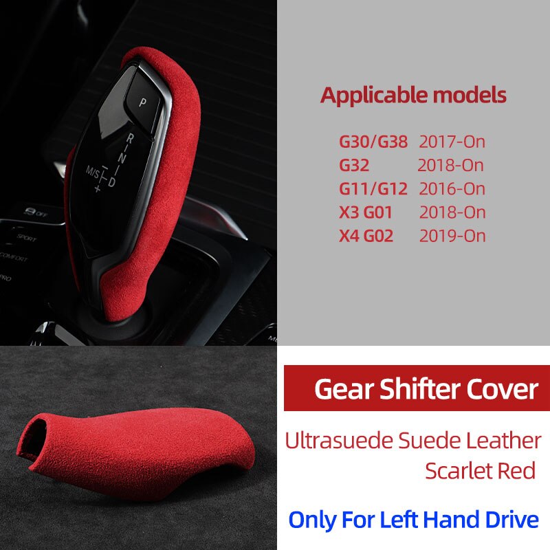 Ultrasuade-pomo de cambio de marchas de coche, cubierta embellecedora de ABS, pegatina superior de gamuza, para BMW X3 G01 X4 G02 G30 G31 G32 G11 G12: LHD red