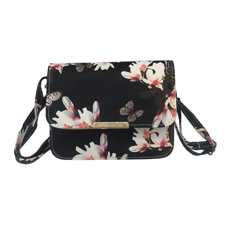 Vrouwen Bloemen Lederen Schoudertas Satchel Handtas Retro Messenger Bag Beroemde Clutch Schoudertassen Bolsa Zak Zwart Wit: Black