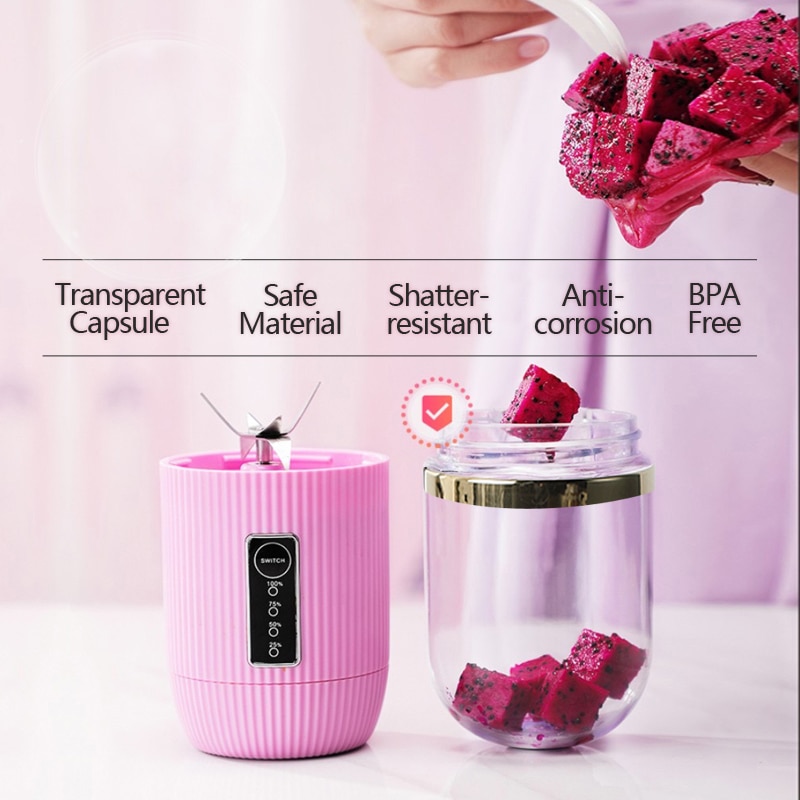 Licuadora portátil, batería externa recargable USB, exprimidor, taza de 4000MAH, 6 hojas, limón, verdura, fruta, bebé, batidora eléctrica, Licuadora