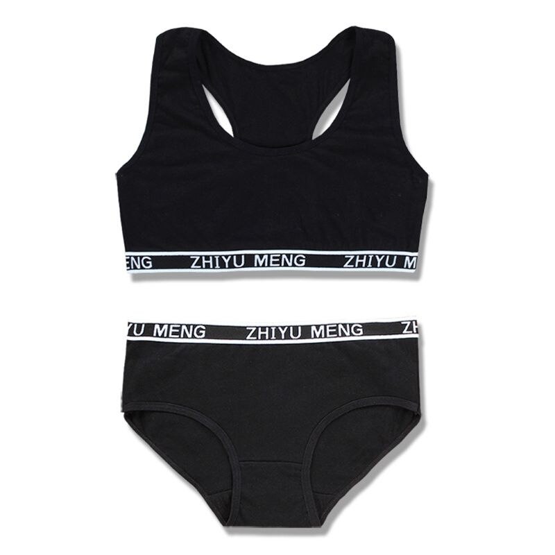Training Bras Set for Girls Teenage Underwear Set Cotton Underwears for Girls Bra for Teens Children Bras Girl Underwear: Black