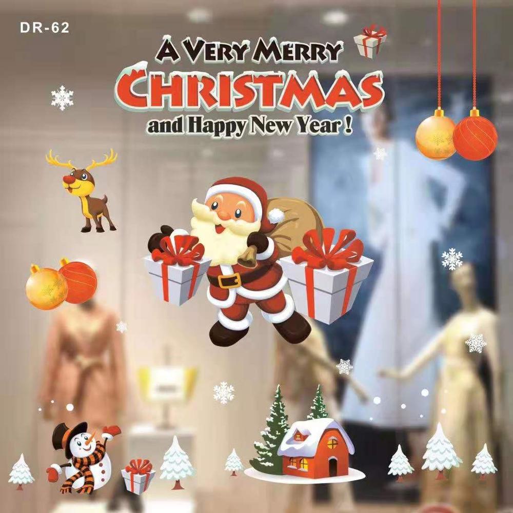 Kerst Decoratie Verwijderbare Gelless Spiegel Sticker Kerst Event Layout Decoratieve Cartoon Kerst Decor Sticker