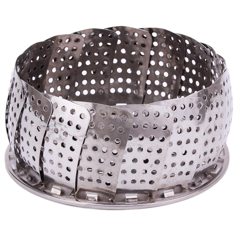 Stainless Steel Multifunctional Steamer Plate Silver Magic Retractable Folding Steaming Fruit Plate Disk