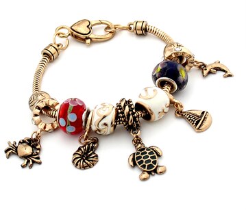 Pulsera de cinco cadenas de cristal de estilo coreano Mimiyagu, pulsera de perlas de flores para mujer: Color de Oro puro