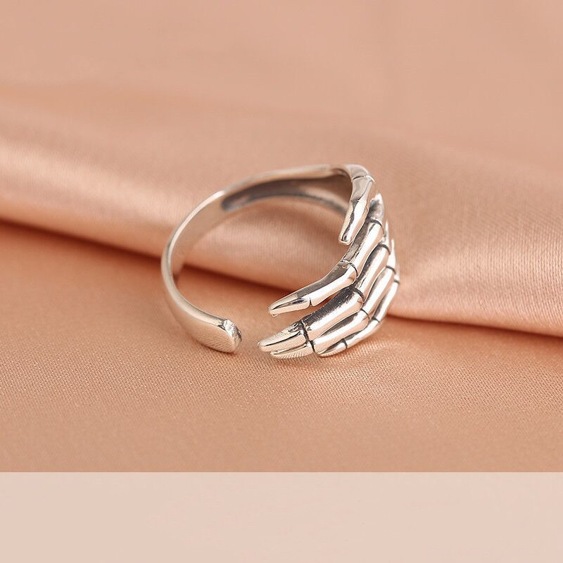 Anelli aperti a mano scheletrici in argento sterling 925 per le donne Accessori natalizi per gioielli di design di lusso per feste