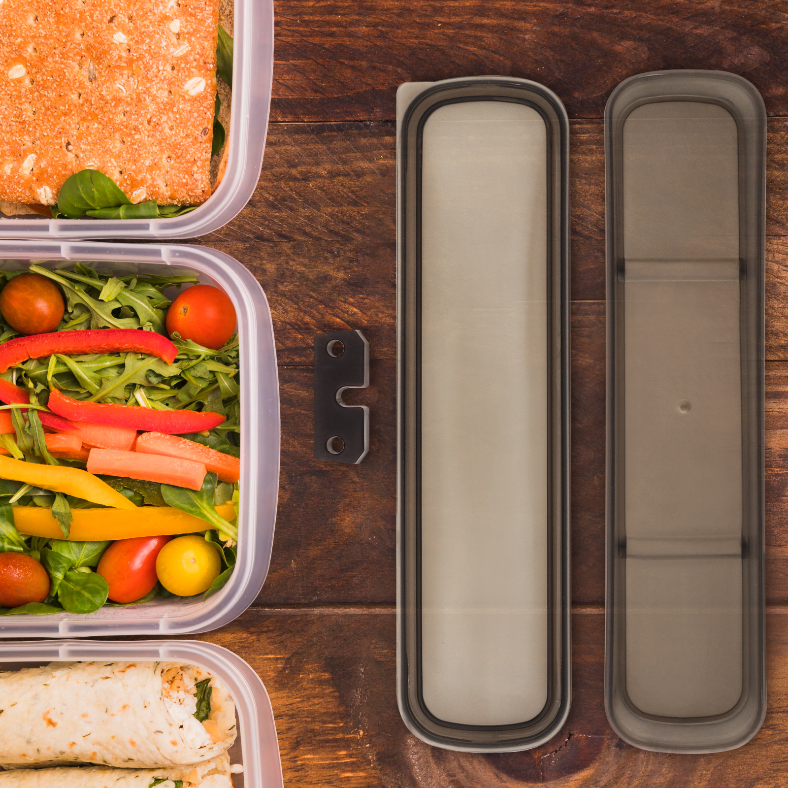 Wiederverwendbare tragbare PP-Geschirr-Aufbewahrungsbox mit Silikon-Pad, universeller schwarzer Besteck-Organizer