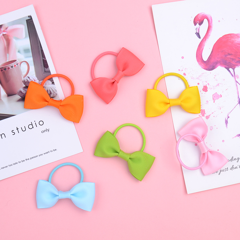 20 unids/lote Mini lazos para el cabello de Color sólido, banda elástica para el cabello para niñas, diadema, cinta de grogrén, accesorios para el cabello para niños