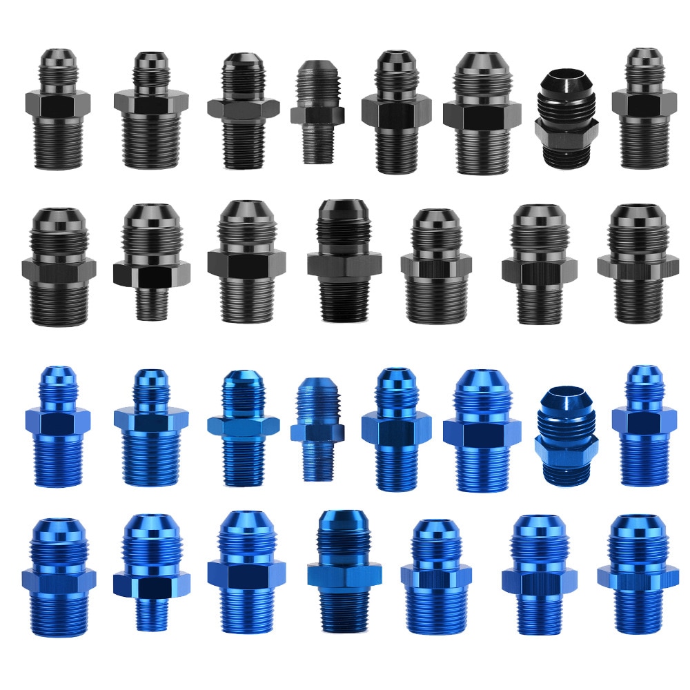 Areyourshop bil 1pc an4 an6 an8 an10 an12 npt rett fyringsolje luftslangetilpasning hannadapter blå bil biltilbehør