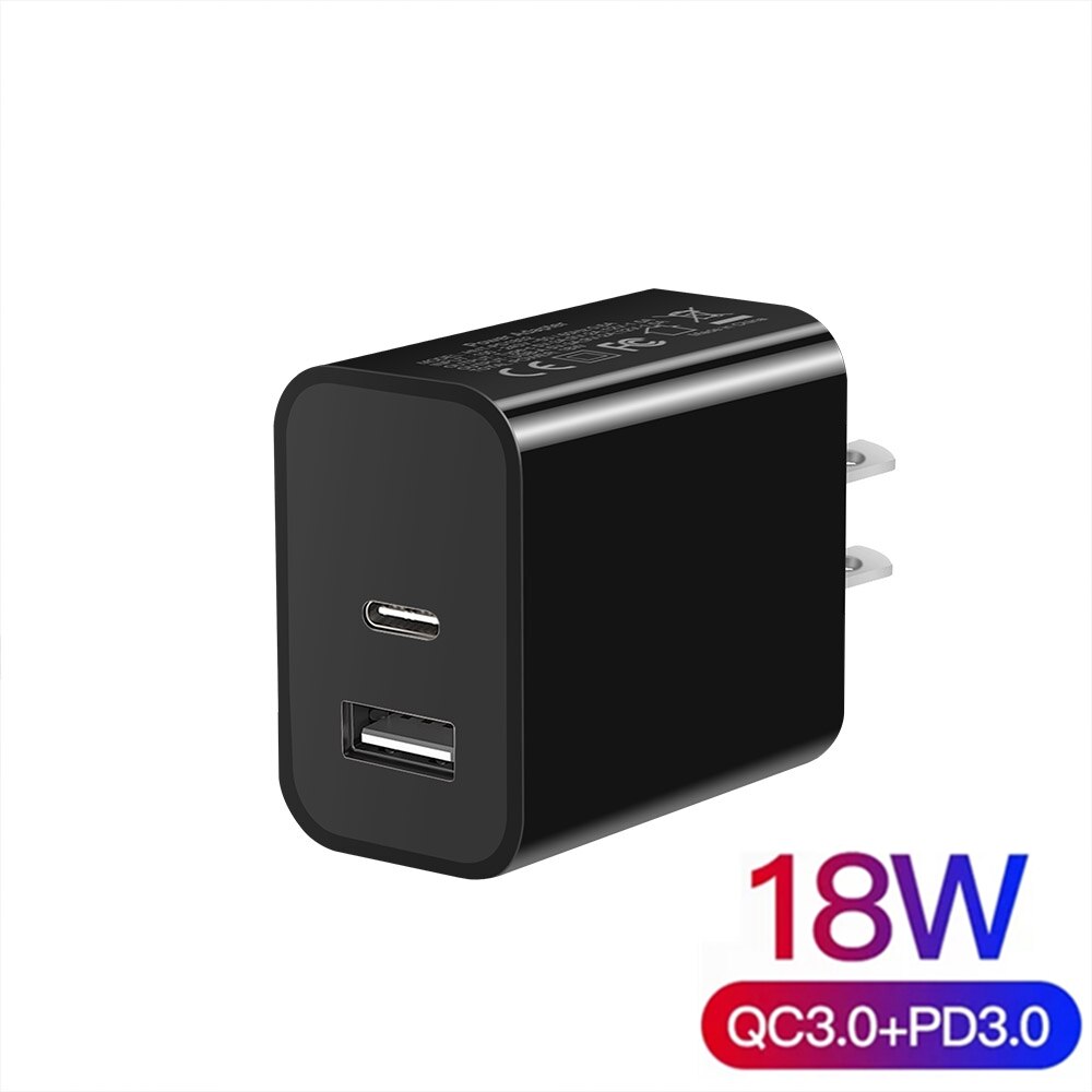 PD 30W USB Quick Charge Typ C PD QC 3,0 Schnelle Lade Für iPhone 13 12 11 Pro Max samsung S21 Wand Telefon Ladegerät Reise Adapter: Black 18W US Plug