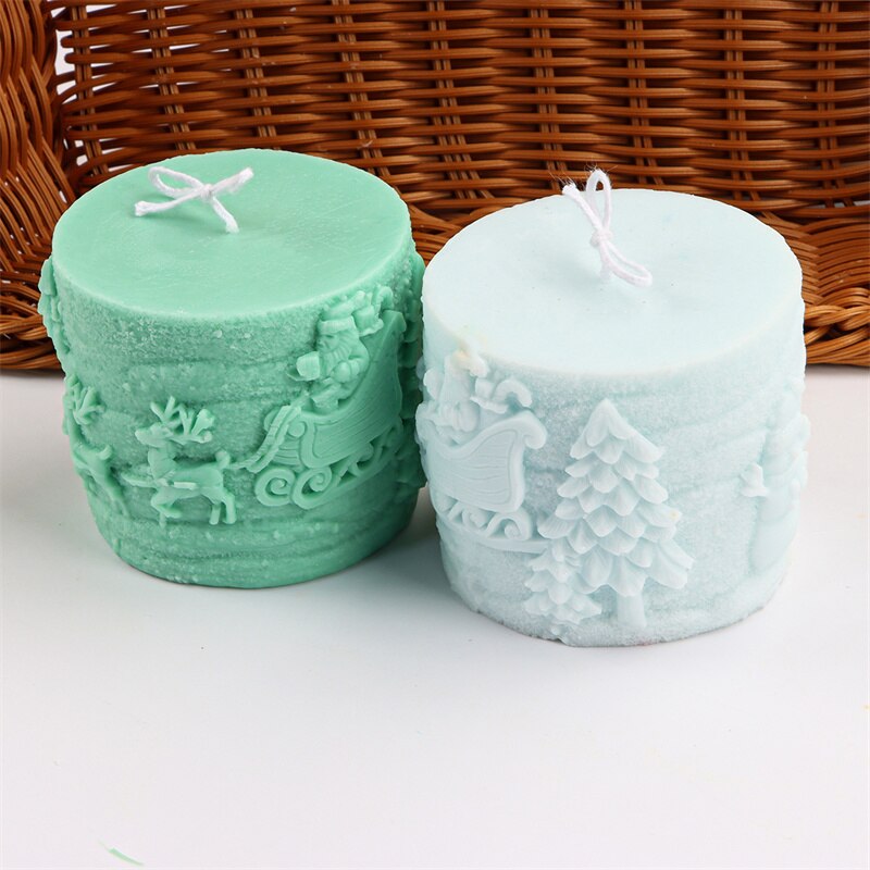 cylinder miękka świeca silikonowa formy tłoczone choinki łoś Jeleń wzór w renifery glina dekorowanie formy robić narzędzi gipsowych