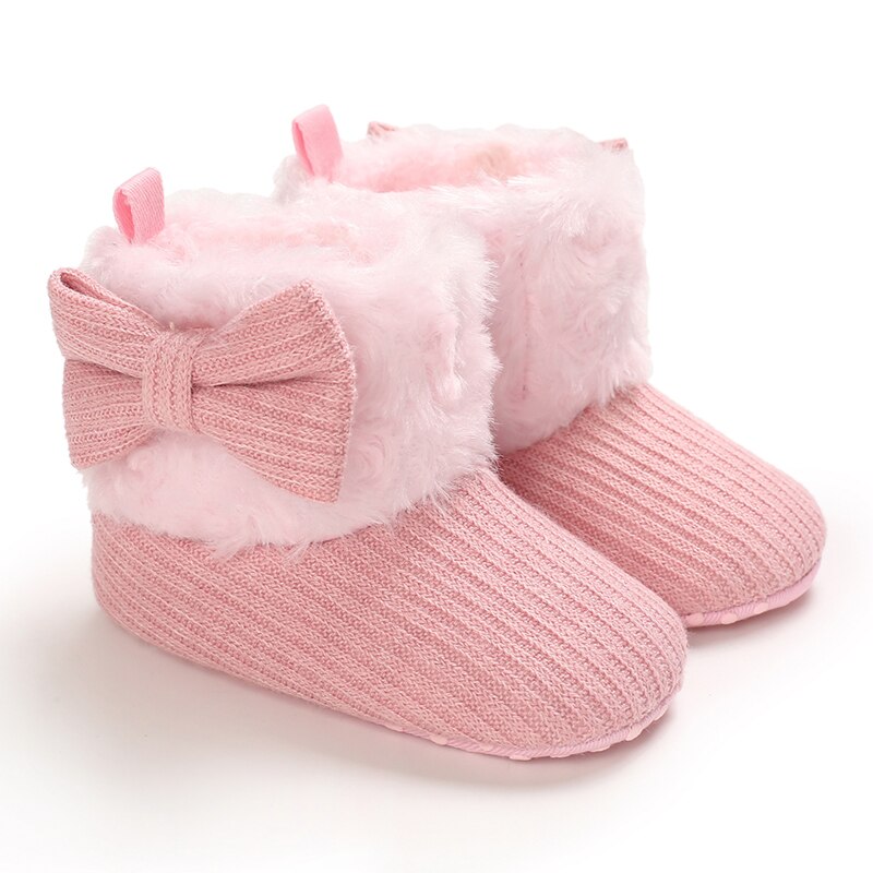 Automne hiver bébé filles garçons bottes chaudes belle solide nœud capuche mi-mollet hauteur plat avec talon bébé chaussures 5 couleurs