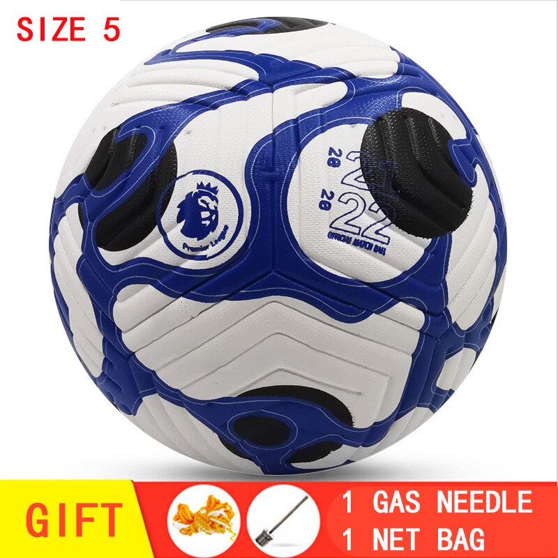Volwassen Grootte 5 Voetbal, Gas Naald En Netto Zak, Duurzaam, Wedstrijd Of Training, pu Materiaal: TPYC1-2122WhiteBlue