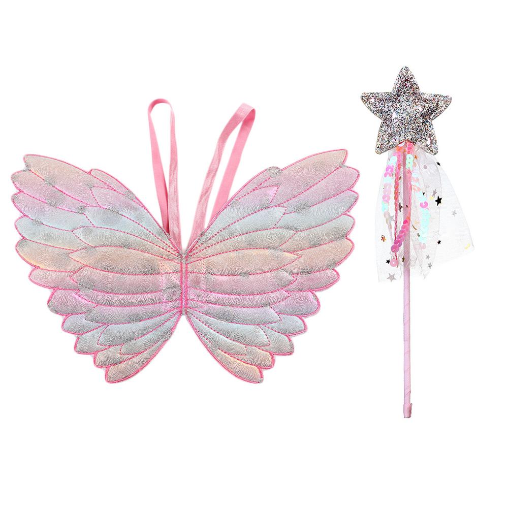 Søde børn kostumer ydeevne rekvisitter gradient farve sommerfugl prinsesse engle vinger fe stick børn klæde sig op legetøj: 3