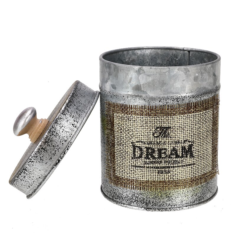 Organizer Desktop Sundries Box Kitchen Tableware American Retro Antique Metal Storage Jar Box Nuts Jar Snack Home Decoration