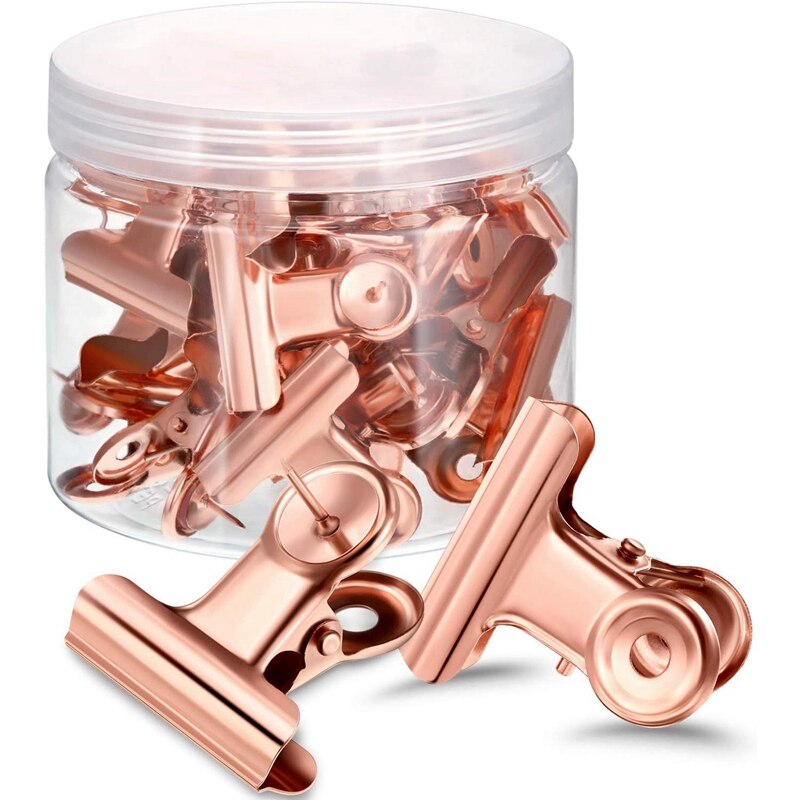 30 stk push pins clips med tommelfingerstift sæt til skolekunstprojekter på kork tavlebilleder på bulletin (rosaguld): Default Title