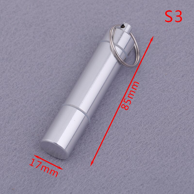 Vandtæt aluminium pille etui nøglering kapsel form lomme pille holder beholder delikat sæl medicin organisator boks: 85mm