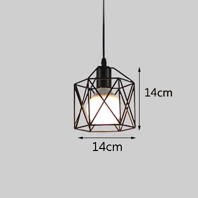 Retro industriel geometrisk sort led jern pendellamper indendørs belysning korridor restaurant soveværelse sengekasse hængelampe: H