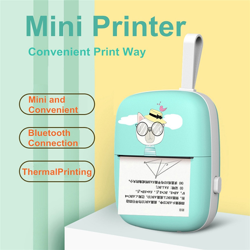 Mini Draagbare Thermische Printer 203Dpi Foto Pocket Printing Draadloze Bluetooth Label Printer Papier Voor Android Ios Kids