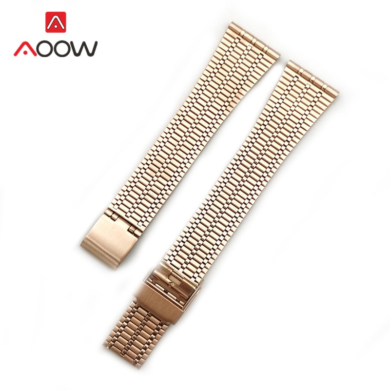 Boucle à crochet pour bracelet en acier inoxydable, accessoire de sécurité pour hommes et femmes, rétro, remplacement du métal, 20mm, 22mm: Rose gold / 20mm