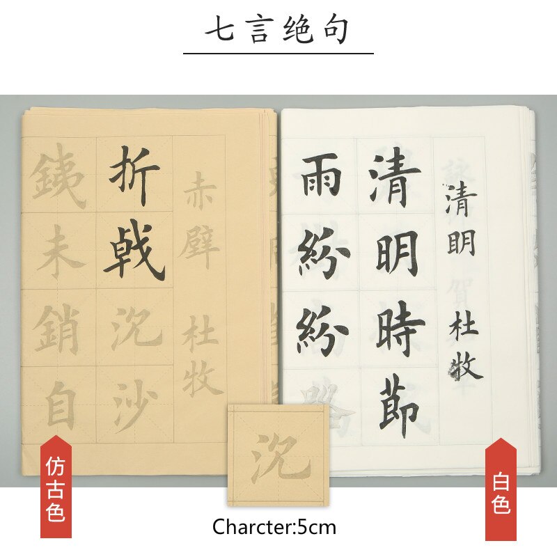 Chinese Calligraphy 40sheets Medium Regular Script Copybooks Chinese Calligraphie Copybook for Beginner Xuan Paper Poem Copybook: E