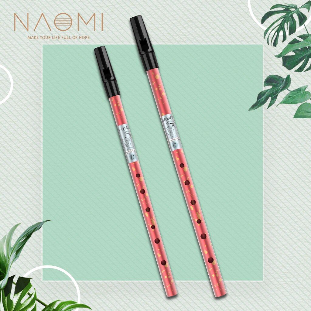 NAOMI Red Irish Whistle 6 Holes Ireland Penny Whistle C&D Keys Aluminum Alloy Flute Woodwind Instrument For Whistler