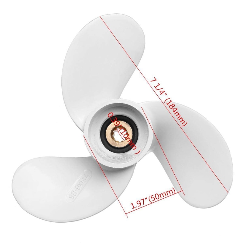 6L5-45943-00-EL Aluminiumlegering Marine Boot Buitenboordmotor Propeller 7 1/4x6 voor Yamaha 2.5-3Hp 9 Spline Tand 3 blades R Rotatie Wh