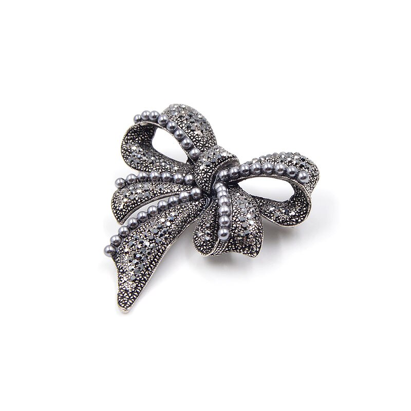 CINDY XIANG New Black Bow Spille per Le Donne Strass e Spilla di Perle Vintage Pin Spilla Gioielli di Moda Eleganti Accessori