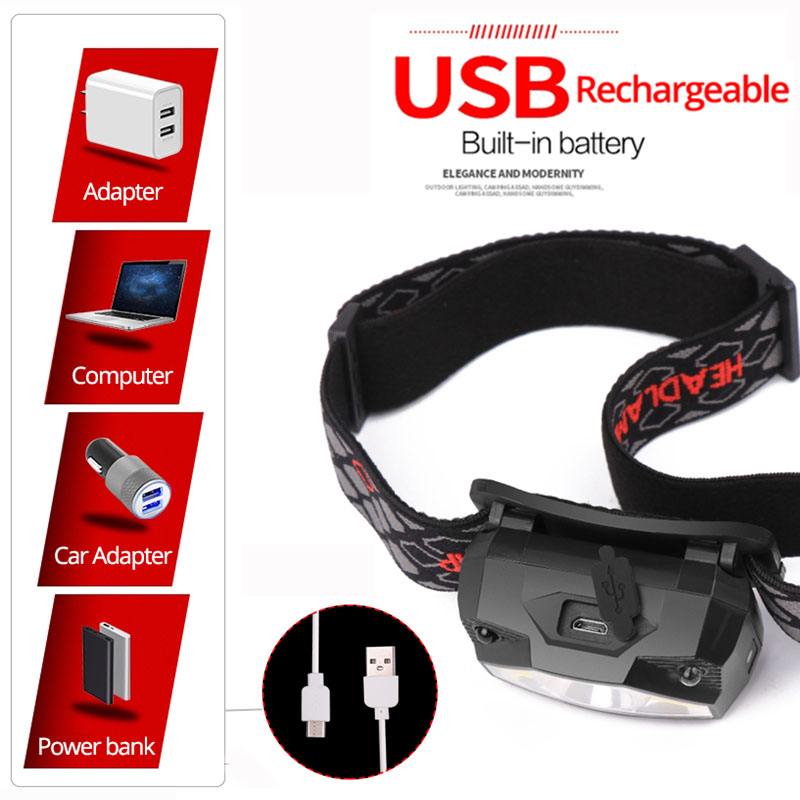 6000lums handsfree LED Koplamp Motion sensor lamp LED koplamp Zaklamp Ingebouwde batterij inductieve met Draagbare doos
