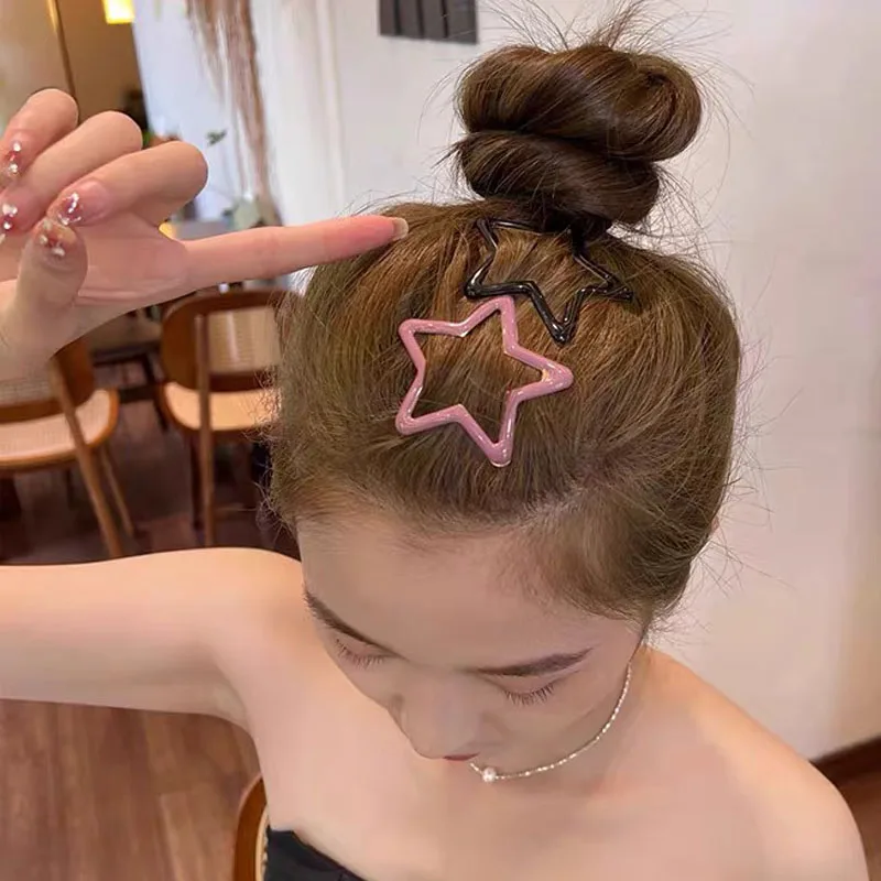 Große Stern-Haarspangen für Frauen, Mädchen, freundlicher, Y2K, süßes süßes Mädchen, bunte fünfeckige Haarnadel, BB-Clip, Kopfbedeckung, Zubehör, ,