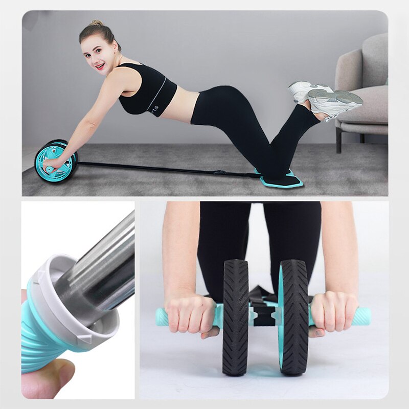 Ab Rolling Wheel Set with Knee Pad &amp; Resistance Band Dual Wheels Ab Rolling Wheel Set for Upper Body Workout YS-BUY