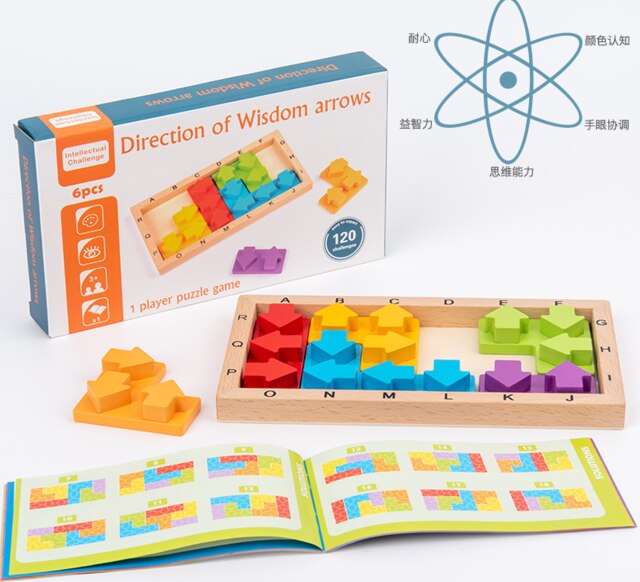 Kinderen 3D Puzzel Game Logic Training Speelgoed Voor Kinderen Leren Onderwijs Uitdaging Spel Met Kaart Educatief Speelgoed Voor Kinderen: Arrow