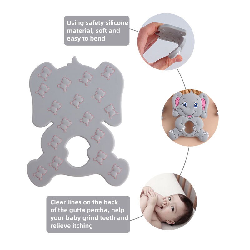 Cute Elephant Baby Infant Chewing Silicone Pacifier Soother Dummy Clips Chain Set Newborn Baby