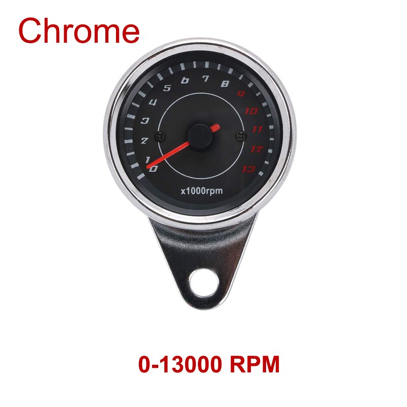 Motorrad Messgerät Geschwindigkeit Tachometer Auto Meter Auto Tachometer LED 12v Messer Universal- Motorrad Hintergrundbeleuchtung Umdrehung Zähler 0-13000 RPM Motorradanzeige Drehzahlmesser 12V Sporn Motormeter Meilenanzeige Auto: Chrom