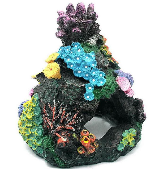 Kunstmatige koraalrif grot aquarium decoratie aquarium holle rots grot huis ornament voor vissen garnalen hinding decor: Default Title