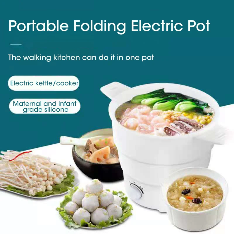 Multi Draagbare Opvouwbare Siliconen Pot Voor Reis 110/220V Waterkoker Elektrische Kok Hete Pot Waterketel Camping Opvouwbare Elektrische Pot