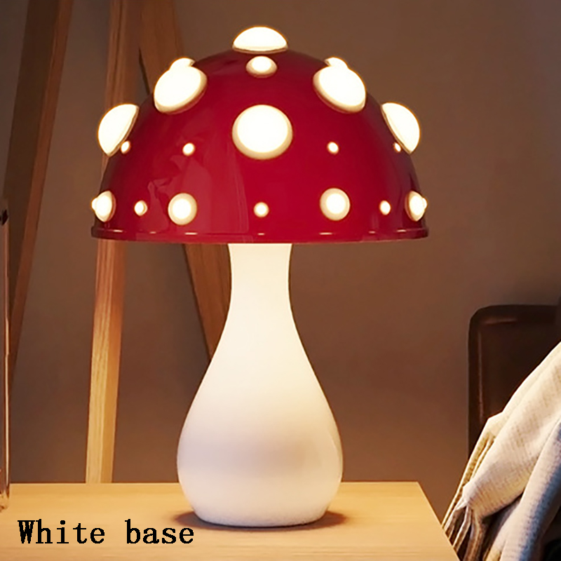 Shiitake mushroom desk lamp, amanita mushroom lamp with tri-color led -g9- bulbs, ac powered or usb-dc powered, biomimetic lighting: Yellow / Red
