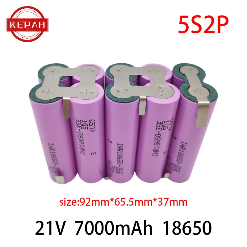 Customized5S2P 5S3P 5S4P 6S2P 8.4V 3.7V 10.8V 16.8V 18V 25.2V 18650 35E battery pack 3500mAh for screwdriver electric drill cell: Ivory
