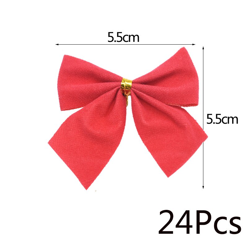 Decoración de árbol de Navidad Rojo Dorado plateado con lazo, adorno de Navidad, de Año , caja de con lazo DIY, suministros de decoraciones para fiestas: B03
