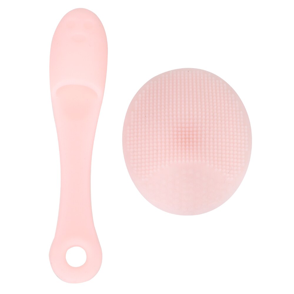 2 piece/set Facial Exfoliating Brush Soft Silicone Skin SPA Scrub Cleanser Tool Face Cleaning Pad: Light pink