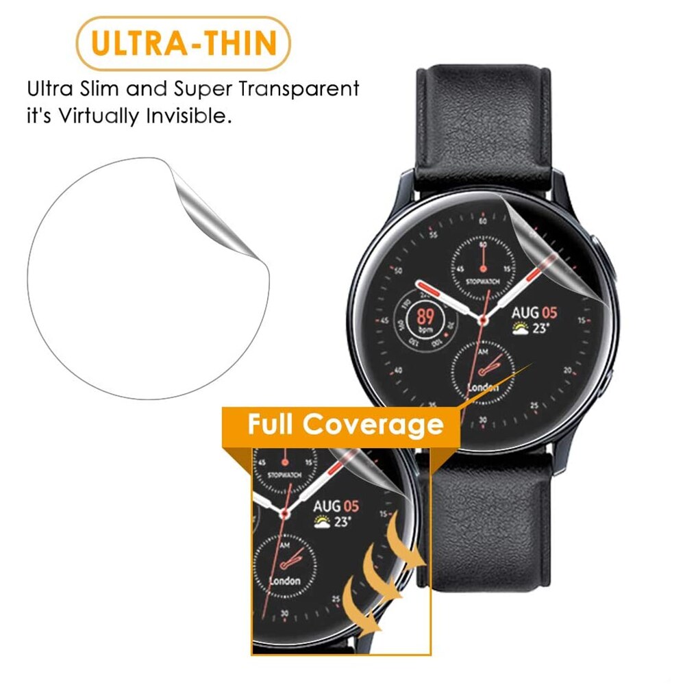 Clear Screen Protector for Samsung Galaxy Watch Active 2 40mm 44mm Anti-Bubble HD TPU Slim Protective Cover for Active2 Coverage