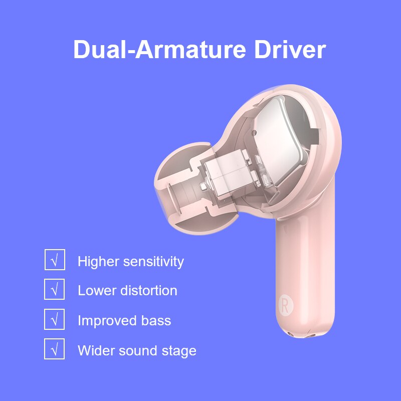 QCY T10 Wireless Bluetooth eadphones 4Mic noise isolation Dual Armature Driver Headphones Type-C charge