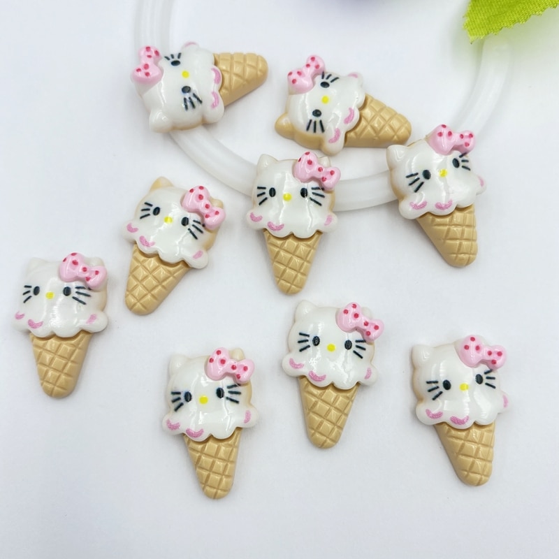 10 stuks/partij kawaii hars schattige mini ijsjes flatback cabochons voor haarstrikcentra diy scrapbooking decoratie  c25