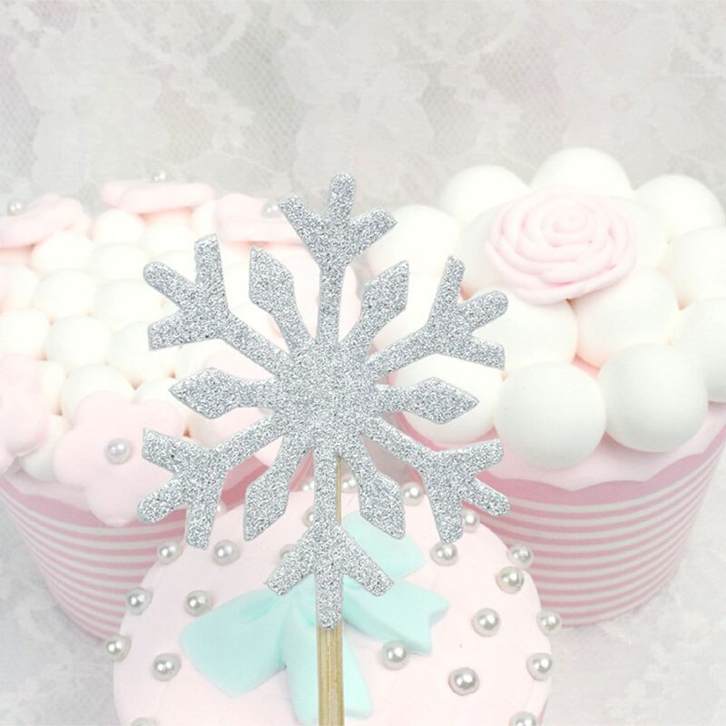 20 stks/set Kerst Cake Topper Papier Hout Bruiloft Handgemaakte Snowflake Cupcake Toppers Kinderen Verjaardagsfeestje Decoratie SUB Sal