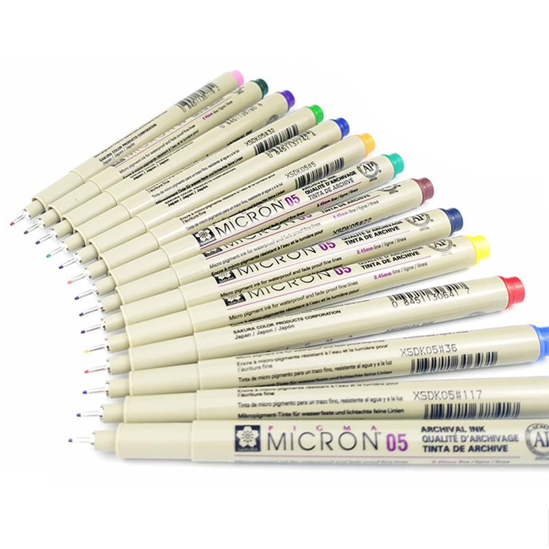 Markører sæt pigma micron pen blød pensel tegning maleri vandtæt pen 005 01 02 03 04 05 08 1.0 2.0 3.0 pensel kunst markører